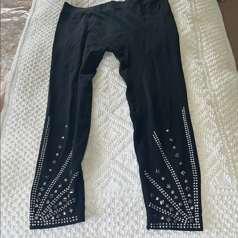 Black Leggings with Silver Studded Design
